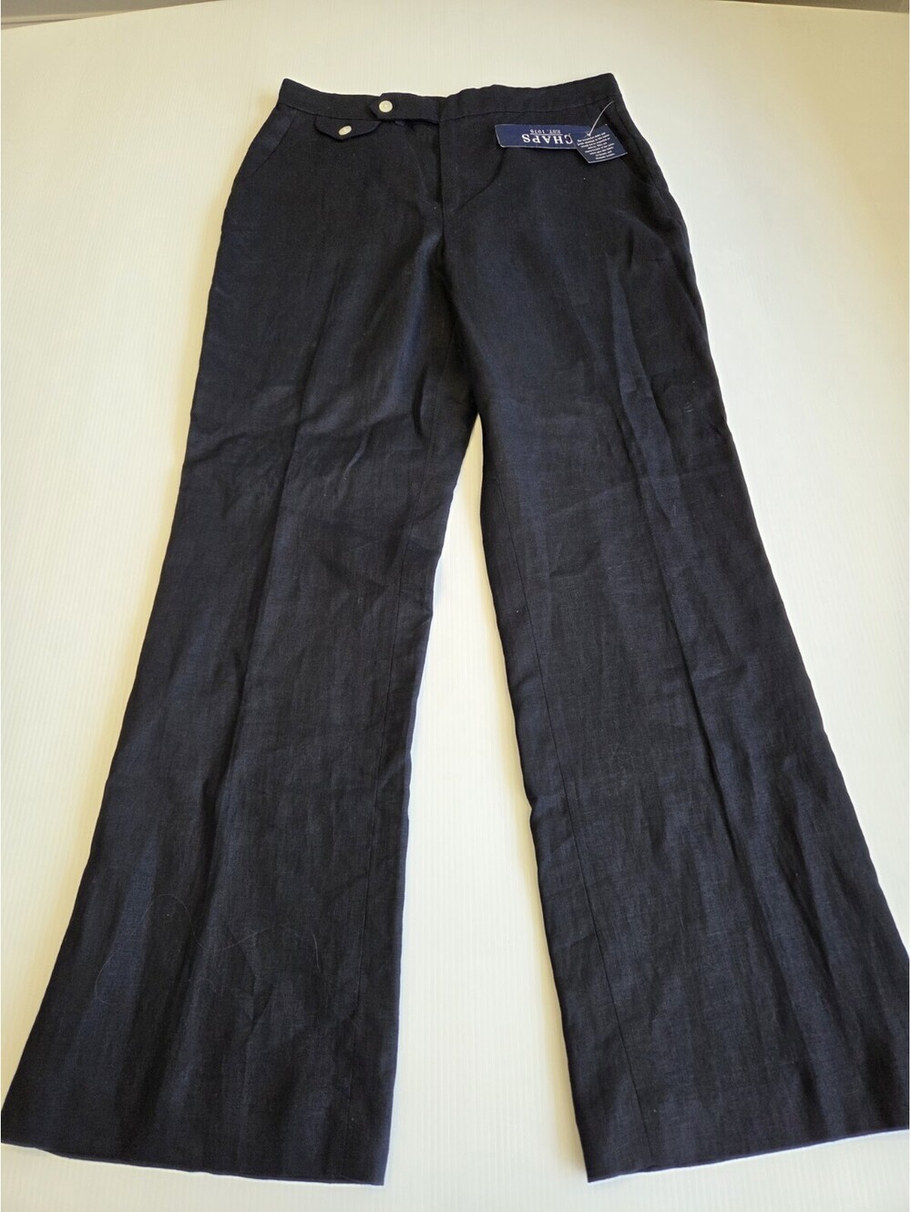 NWT Womens Chaps 100% Linen Lined Black  Pants Size 10
